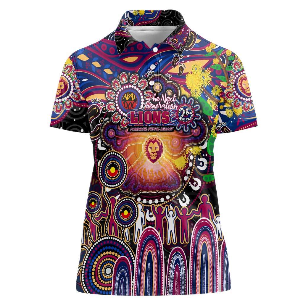 Personalised NAIDOC Week 2025 Lions Football Women Polo Shirt Aboriginal Dot Painting