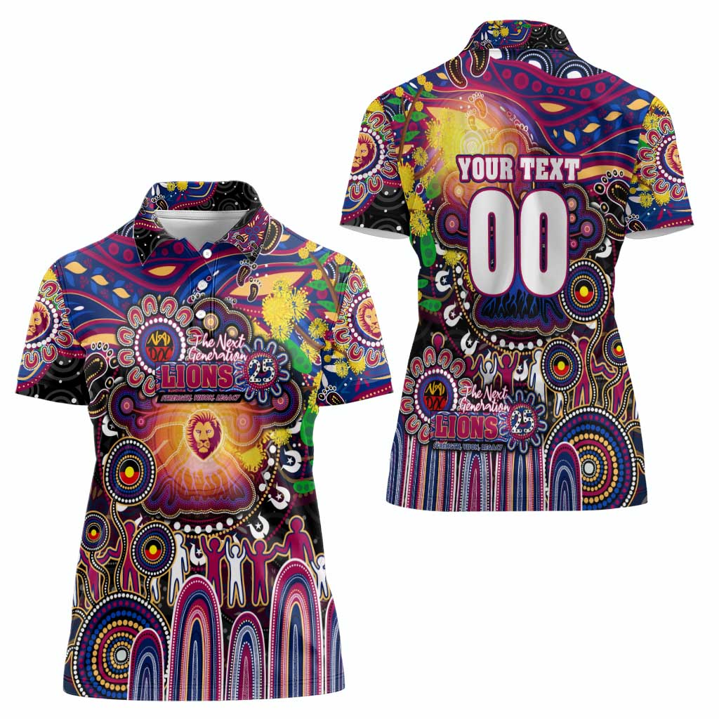 Personalised NAIDOC Week 2025 Lions Football Women Polo Shirt Aboriginal Dot Painting