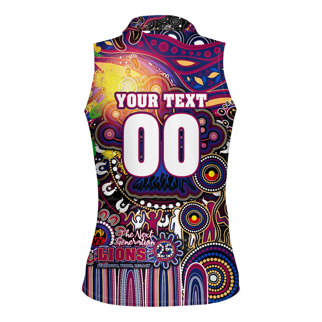 Personalised NAIDOC Week 2025 Lions Football Women Sleeveless Polo Shirt Aboriginal Dot Painting