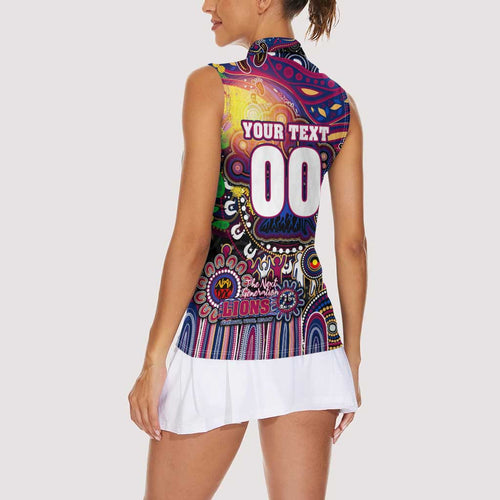 Personalised NAIDOC Week 2025 Lions Football Women Sleeveless Polo Shirt Aboriginal Dot Painting