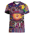 Personalised NAIDOC Week 2025 Lions Football Women V-Neck T-Shirt Aboriginal Dot Painting