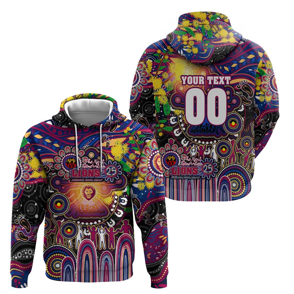 Personalised NAIDOC Week 2025 Lions Football Zip Hoodie Aboriginal Dot Painting