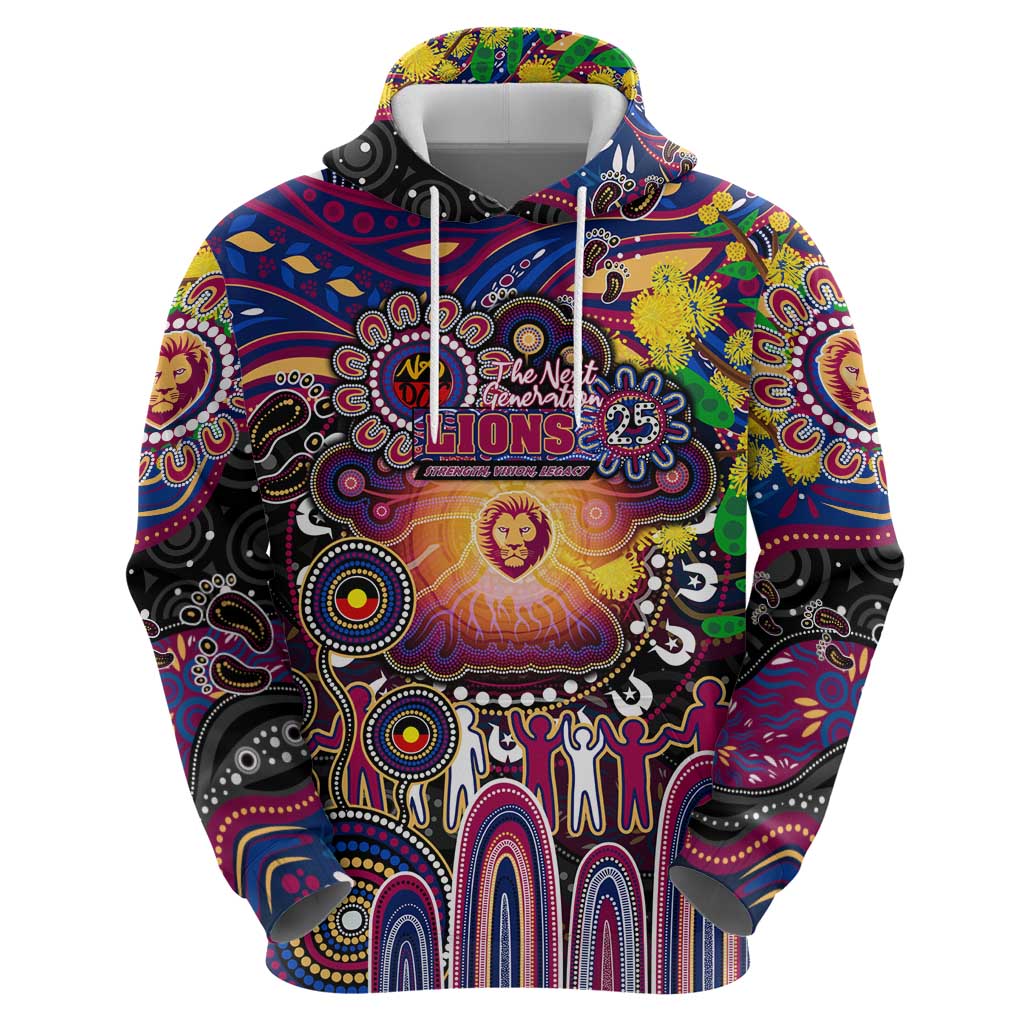 Personalised NAIDOC Week 2025 Lions Football Zip Hoodie Aboriginal Dot Painting