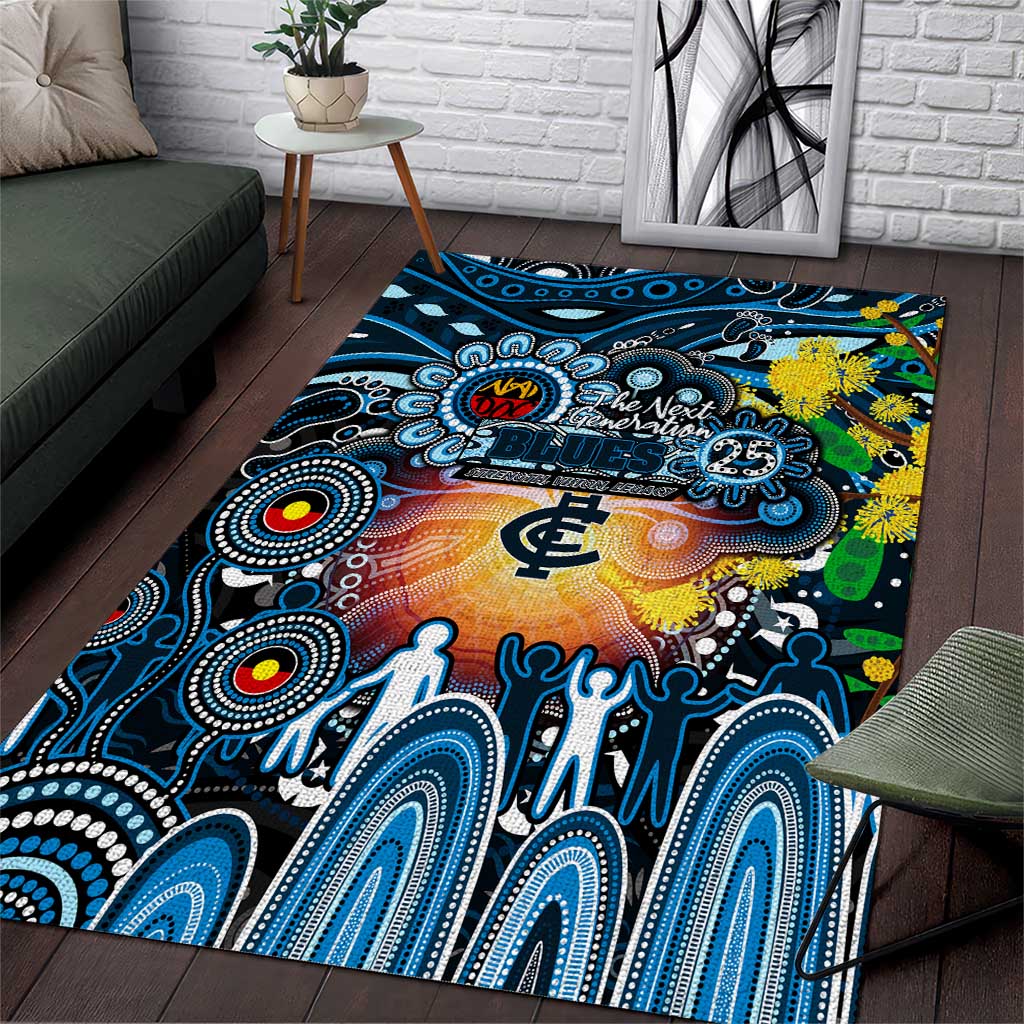 NAIDOC Week 2025 Blues Football Area Rug Aboriginal Dot Painting