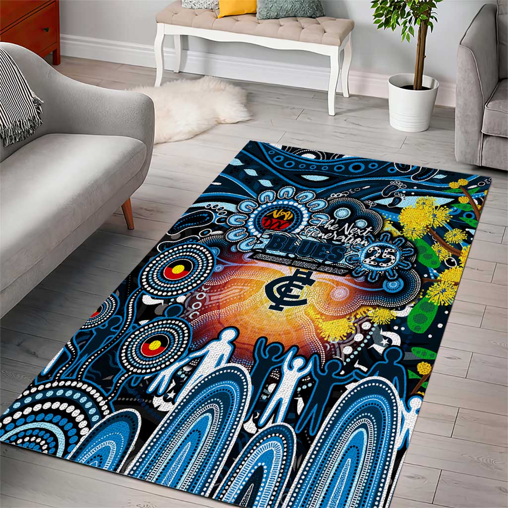 NAIDOC Week 2025 Blues Football Area Rug Aboriginal Dot Painting