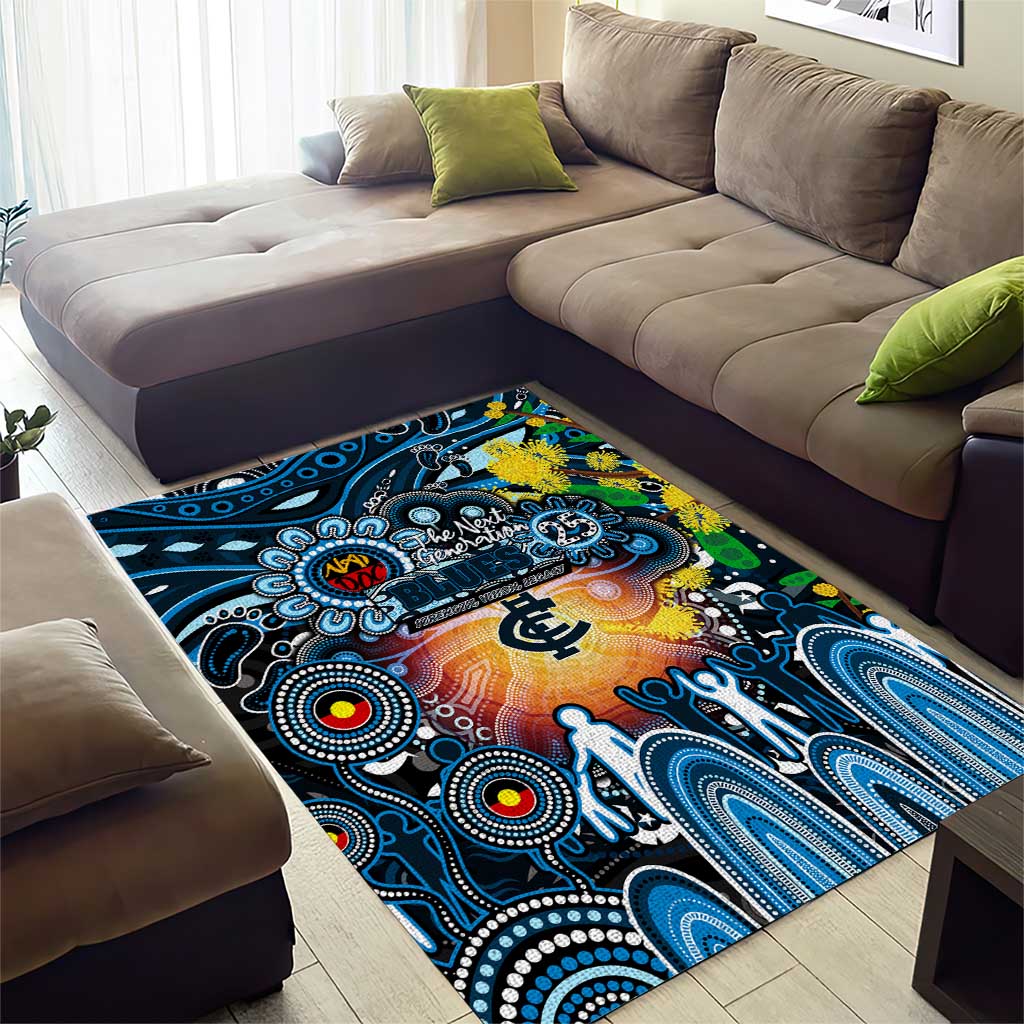 NAIDOC Week 2025 Blues Football Area Rug Aboriginal Dot Painting