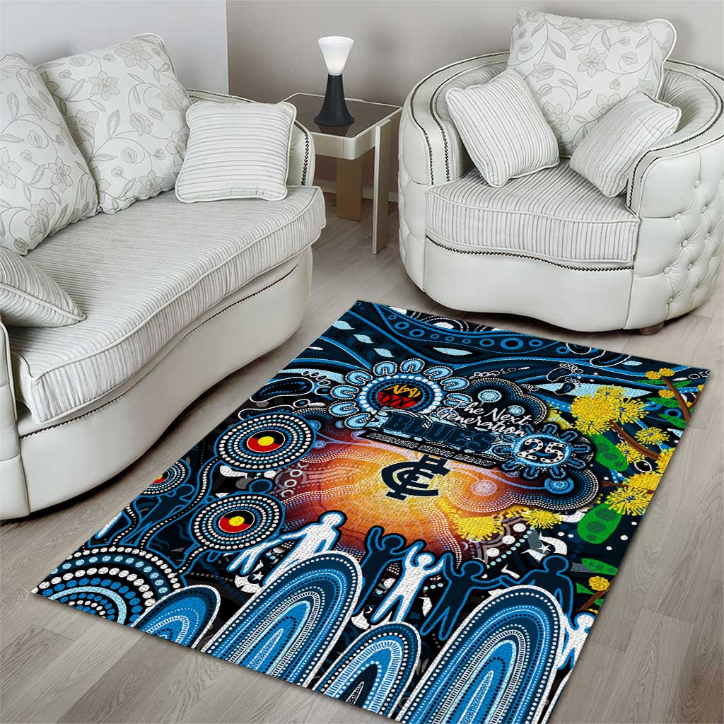 NAIDOC Week 2025 Blues Football Area Rug Aboriginal Dot Painting
