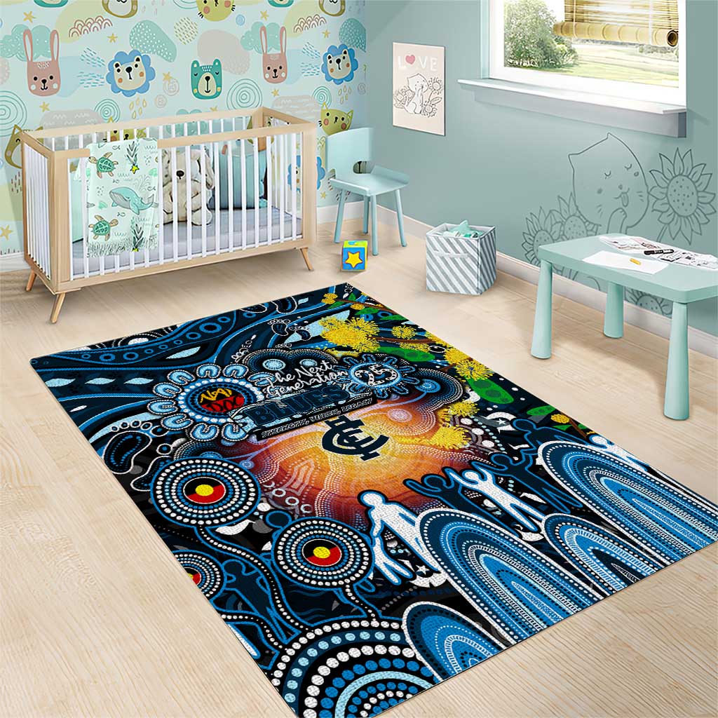 NAIDOC Week 2025 Blues Football Area Rug Aboriginal Dot Painting