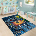 NAIDOC Week 2025 Blues Football Area Rug Aboriginal Dot Painting
