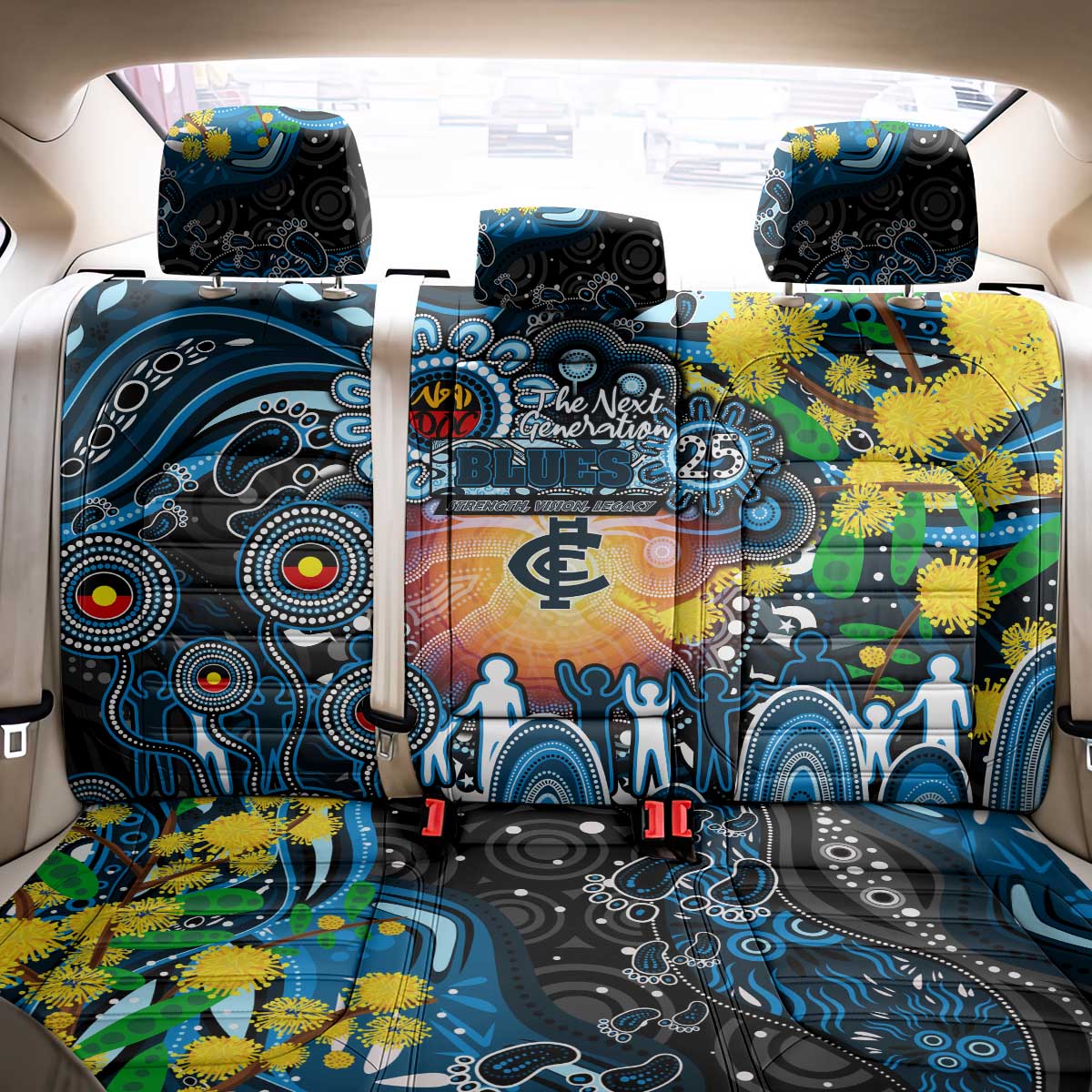 NAIDOC Week 2025 Blues Football Back Car Seat Cover Aboriginal Dot Painting