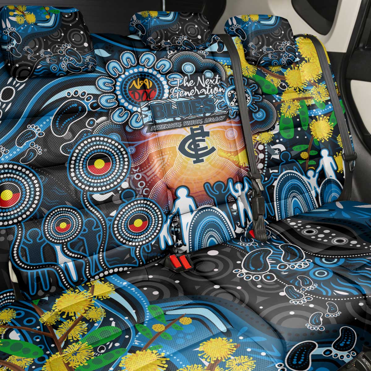 NAIDOC Week 2025 Blues Football Back Car Seat Cover Aboriginal Dot Painting
