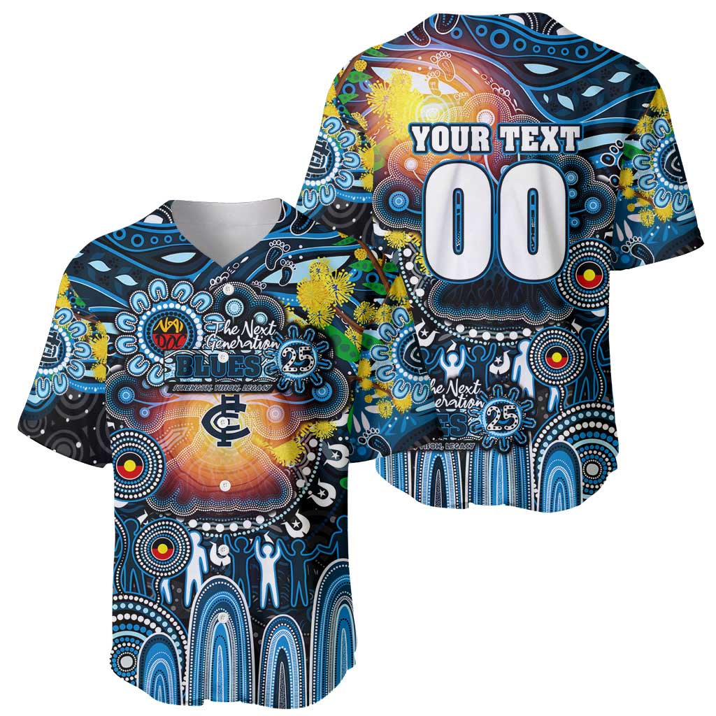 Personalised NAIDOC Week 2025 Blues Football Baseball Jersey Aboriginal Dot Painting