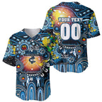 Personalised NAIDOC Week 2025 Blues Football Baseball Jersey Aboriginal Dot Painting