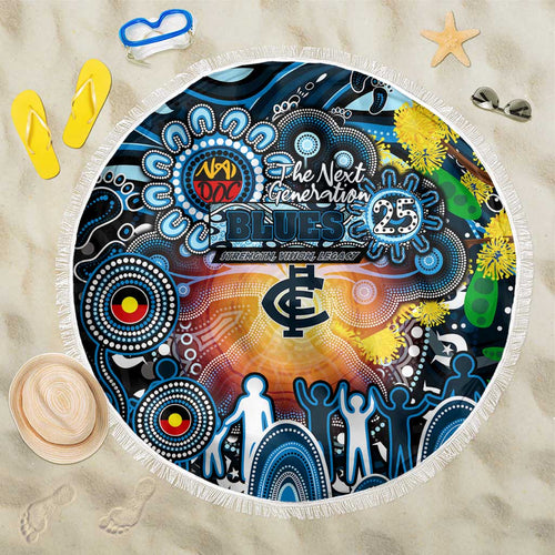 NAIDOC Week 2025 Blues Football Beach Blanket Aboriginal Dot Painting