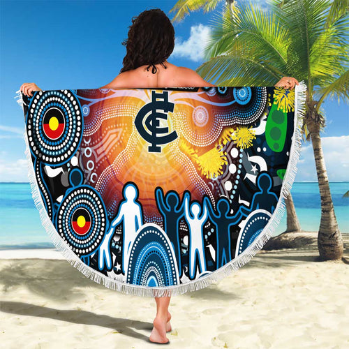 NAIDOC Week 2025 Blues Football Beach Blanket Aboriginal Dot Painting