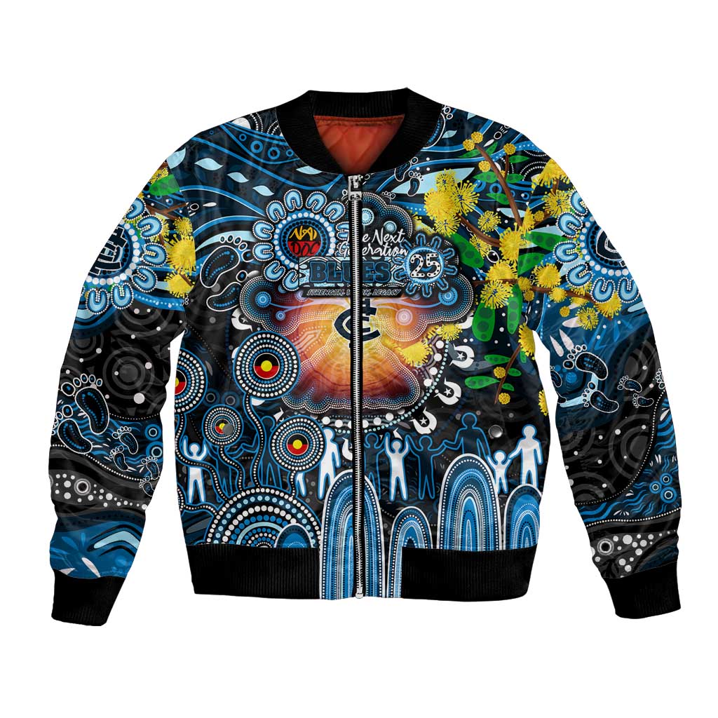 Personalised NAIDOC Week 2025 Blues Football Bomber Jacket Aboriginal Dot Painting