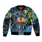Personalised NAIDOC Week 2025 Blues Football Bomber Jacket Aboriginal Dot Painting