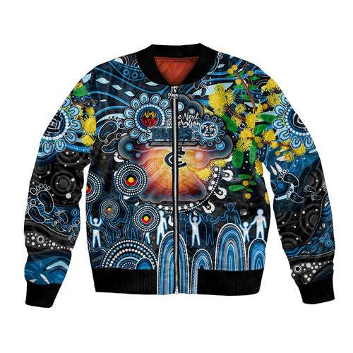 Personalised NAIDOC Week 2025 Blues Football Bomber Jacket Aboriginal Dot Painting