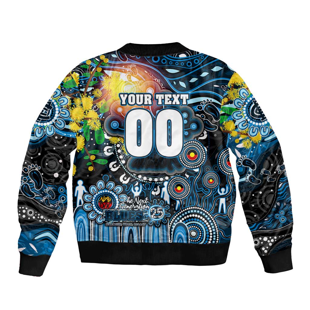 Personalised NAIDOC Week 2025 Blues Football Bomber Jacket Aboriginal Dot Painting