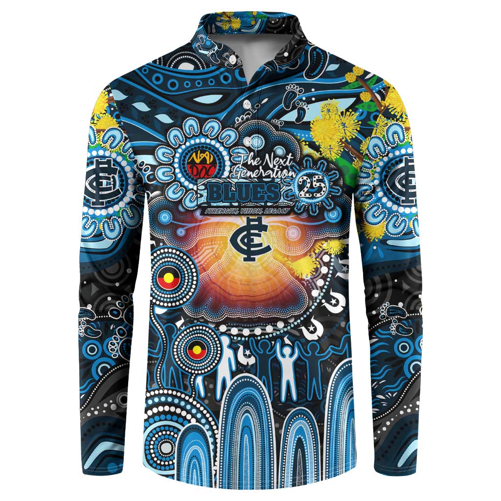 Personalised NAIDOC Week 2025 Blues Football Button Sweatshirt Aboriginal Dot Painting