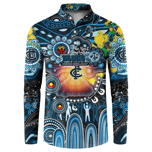 Personalised NAIDOC Week 2025 Blues Football Button Sweatshirt Aboriginal Dot Painting