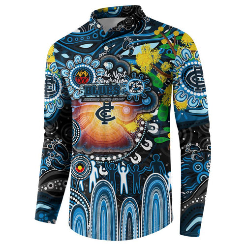 Personalised NAIDOC Week 2025 Blues Football Button Sweatshirt Aboriginal Dot Painting