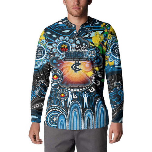 Personalised NAIDOC Week 2025 Blues Football Button Sweatshirt Aboriginal Dot Painting