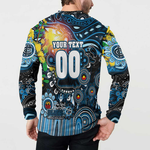 Personalised NAIDOC Week 2025 Blues Football Button Sweatshirt Aboriginal Dot Painting