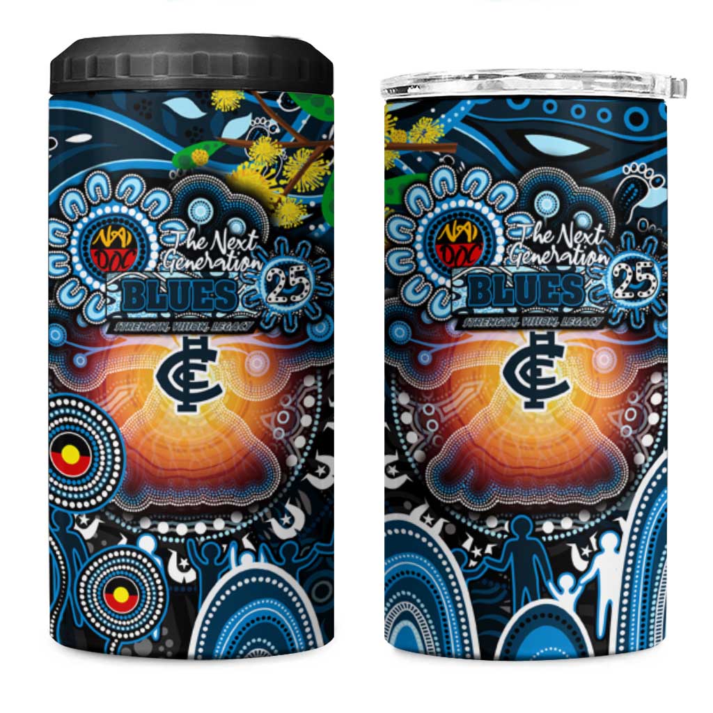 NAIDOC Week 2025 Blues Football 4 in 1 Can Cooler Tumbler Aboriginal Dot Painting