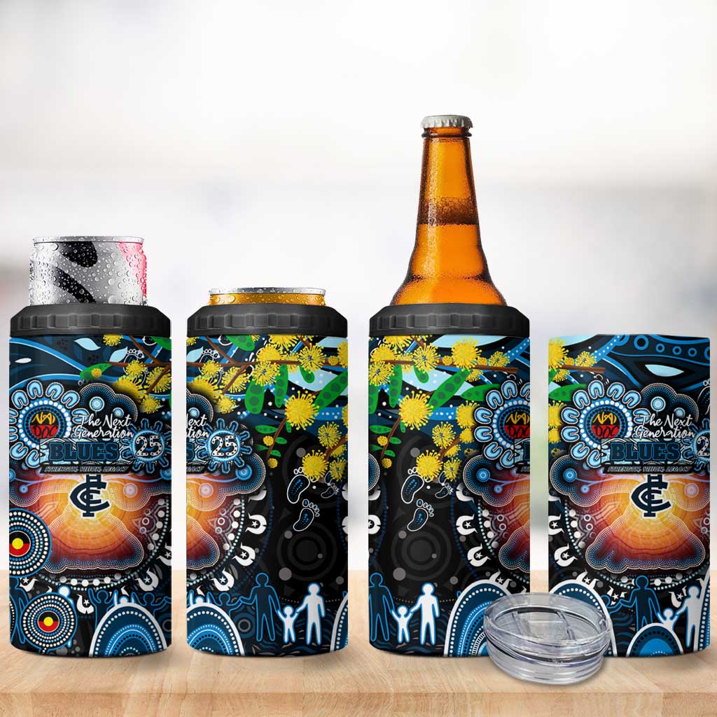 NAIDOC Week 2025 Blues Football 4 in 1 Can Cooler Tumbler Aboriginal Dot Painting