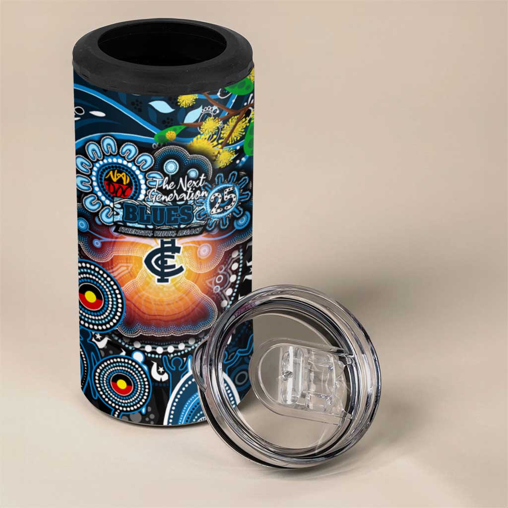 NAIDOC Week 2025 Blues Football 4 in 1 Can Cooler Tumbler Aboriginal Dot Painting