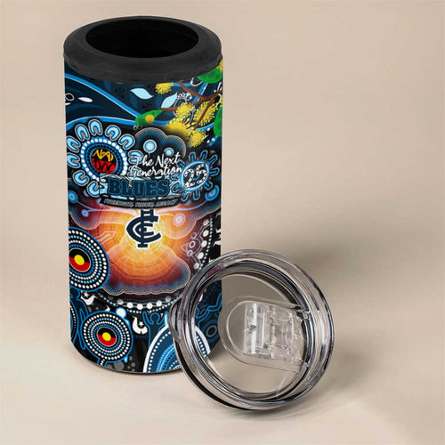 NAIDOC Week 2025 Blues Football 4 in 1 Can Cooler Tumbler Aboriginal Dot Painting