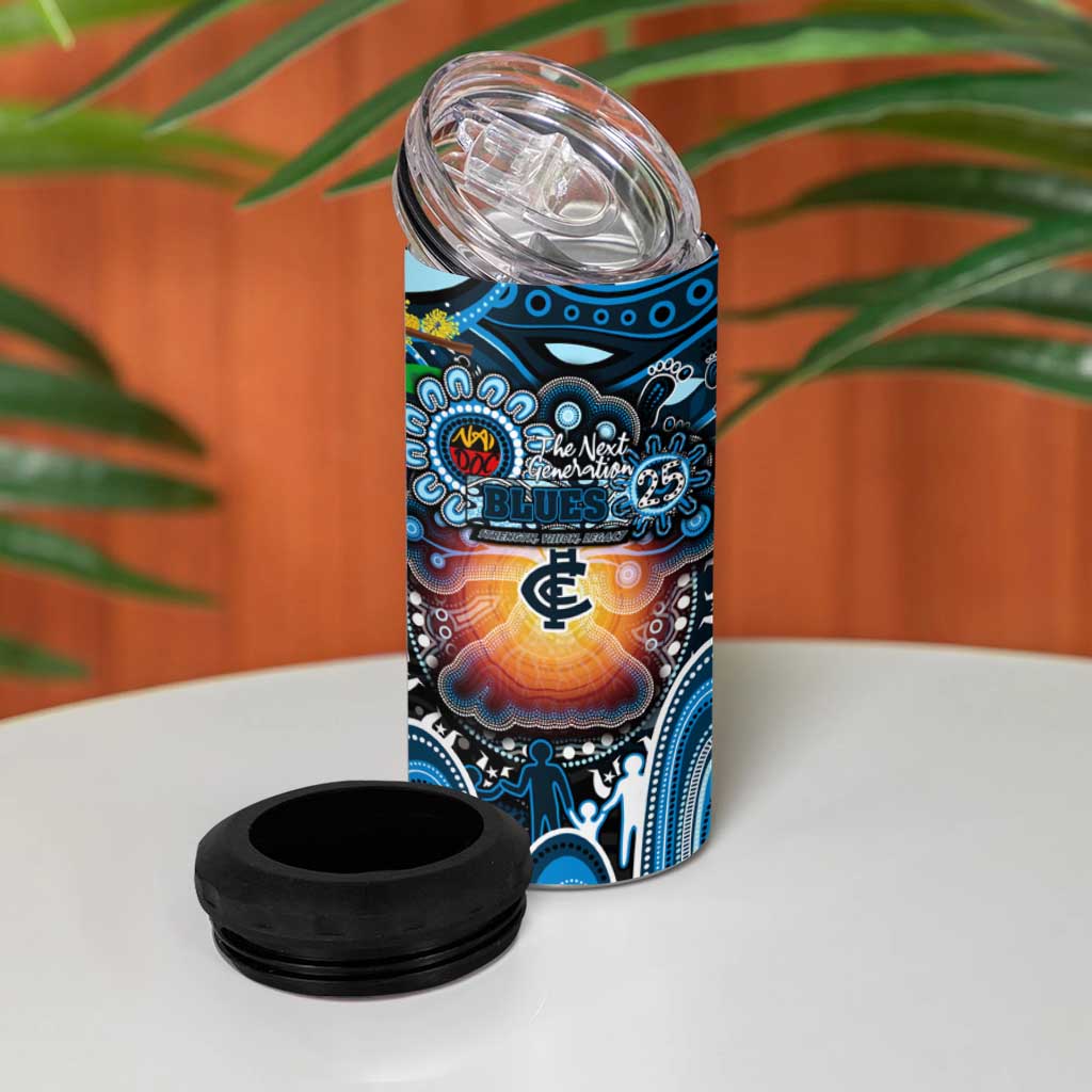 NAIDOC Week 2025 Blues Football 4 in 1 Can Cooler Tumbler Aboriginal Dot Painting