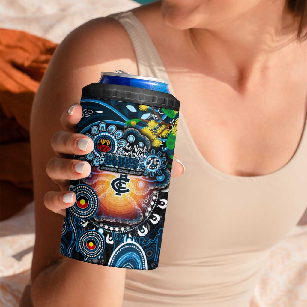 NAIDOC Week 2025 Blues Football 4 in 1 Can Cooler Tumbler Aboriginal Dot Painting