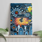 NAIDOC Week 2025 Blues Football Canvas Wall Art Aboriginal Dot Painting