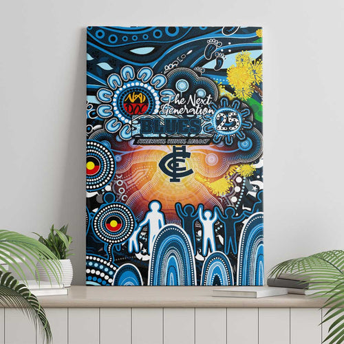 NAIDOC Week 2025 Blues Football Canvas Wall Art Aboriginal Dot Painting