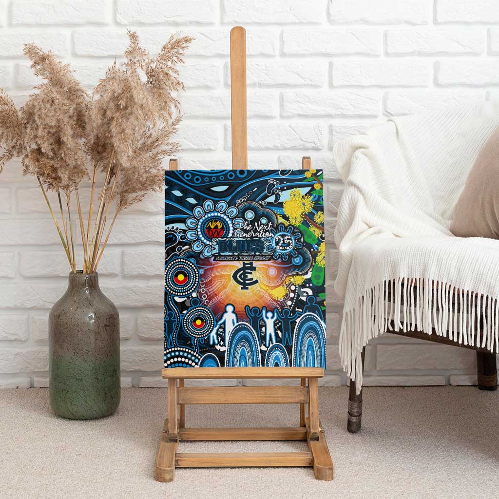 NAIDOC Week 2025 Blues Football Canvas Wall Art Aboriginal Dot Painting