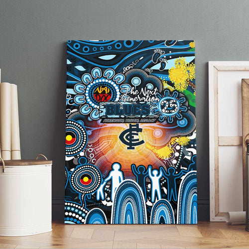 NAIDOC Week 2025 Blues Football Canvas Wall Art Aboriginal Dot Painting