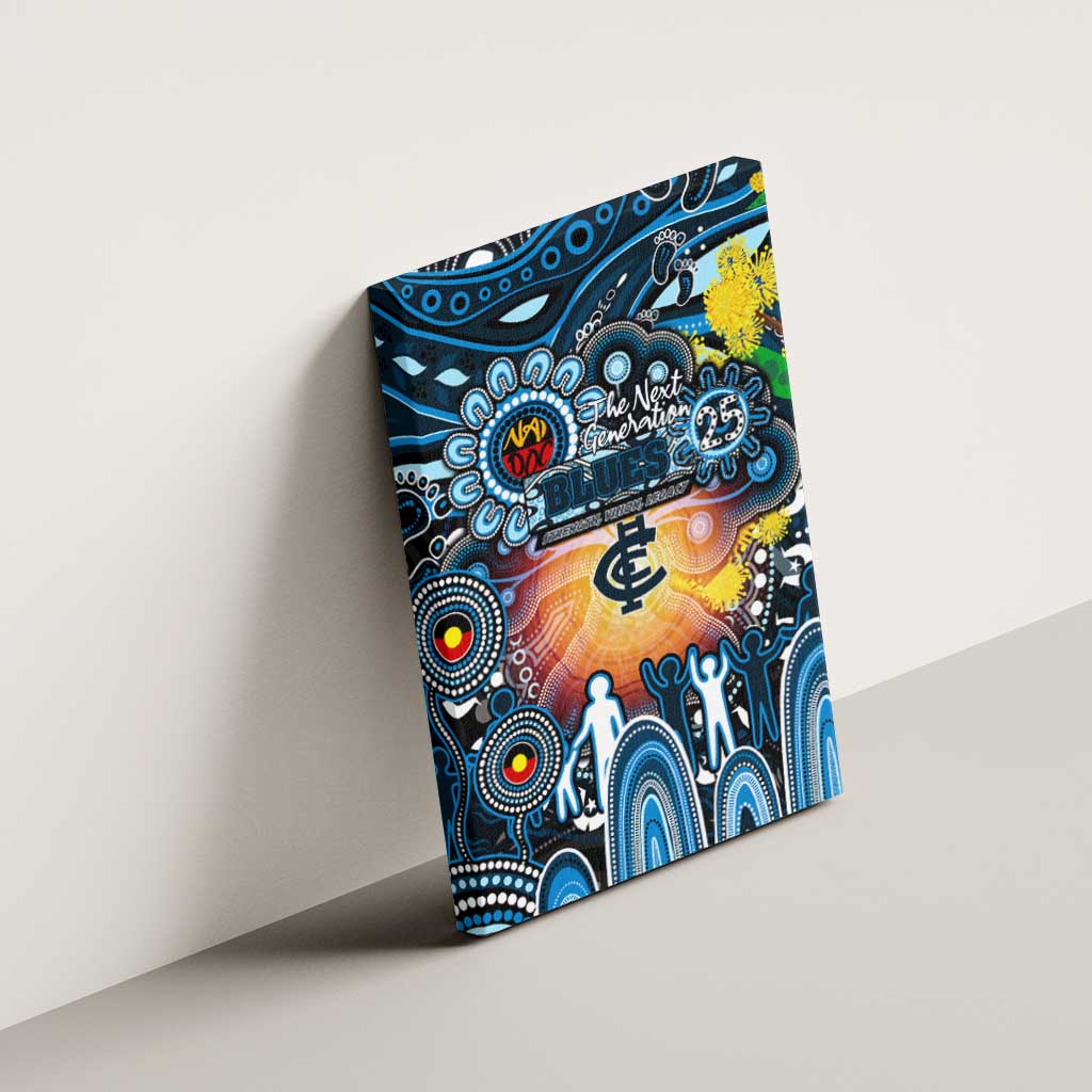 NAIDOC Week 2025 Blues Football Canvas Wall Art Aboriginal Dot Painting