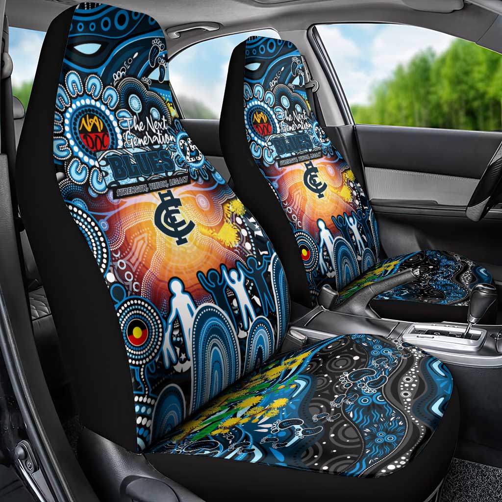 NAIDOC Week 2025 Blues Football Car Seat Cover Aboriginal Dot Painting