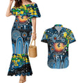 Personalised NAIDOC Week 2025 Blues Football Couples Matching Mermaid Dress and Hawaiian Shirt Aboriginal Dot Painting
