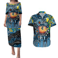 Personalised NAIDOC Week 2025 Blues Football Couples Matching Puletasi and Hawaiian Shirt Aboriginal Dot Painting