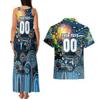 Personalised NAIDOC Week 2025 Blues Football Couples Matching Tank Maxi Dress and Hawaiian Shirt Aboriginal Dot Painting