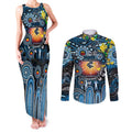 Personalised NAIDOC Week 2025 Blues Football Couples Matching Tank Maxi Dress and Long Sleeve Button Shirt Aboriginal Dot Painting