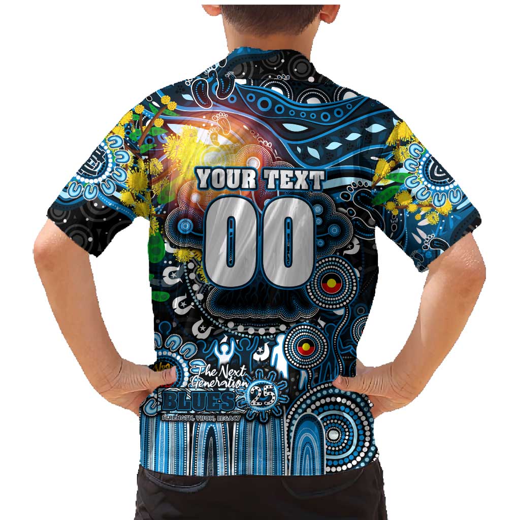 Personalised NAIDOC Week 2025 Blues Football Family Matching Mermaid Dress and Hawaiian Shirt Aboriginal Dot Painting