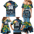 Personalised NAIDOC Week 2025 Blues Football Family Matching Mermaid Dress and Hawaiian Shirt Aboriginal Dot Painting