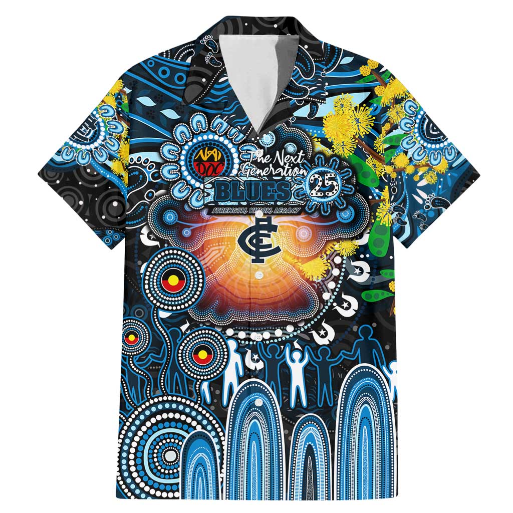 Personalised NAIDOC Week 2025 Blues Football Family Matching Mermaid Dress and Hawaiian Shirt Aboriginal Dot Painting