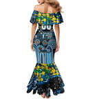 Personalised NAIDOC Week 2025 Blues Football Family Matching Mermaid Dress and Hawaiian Shirt Aboriginal Dot Painting