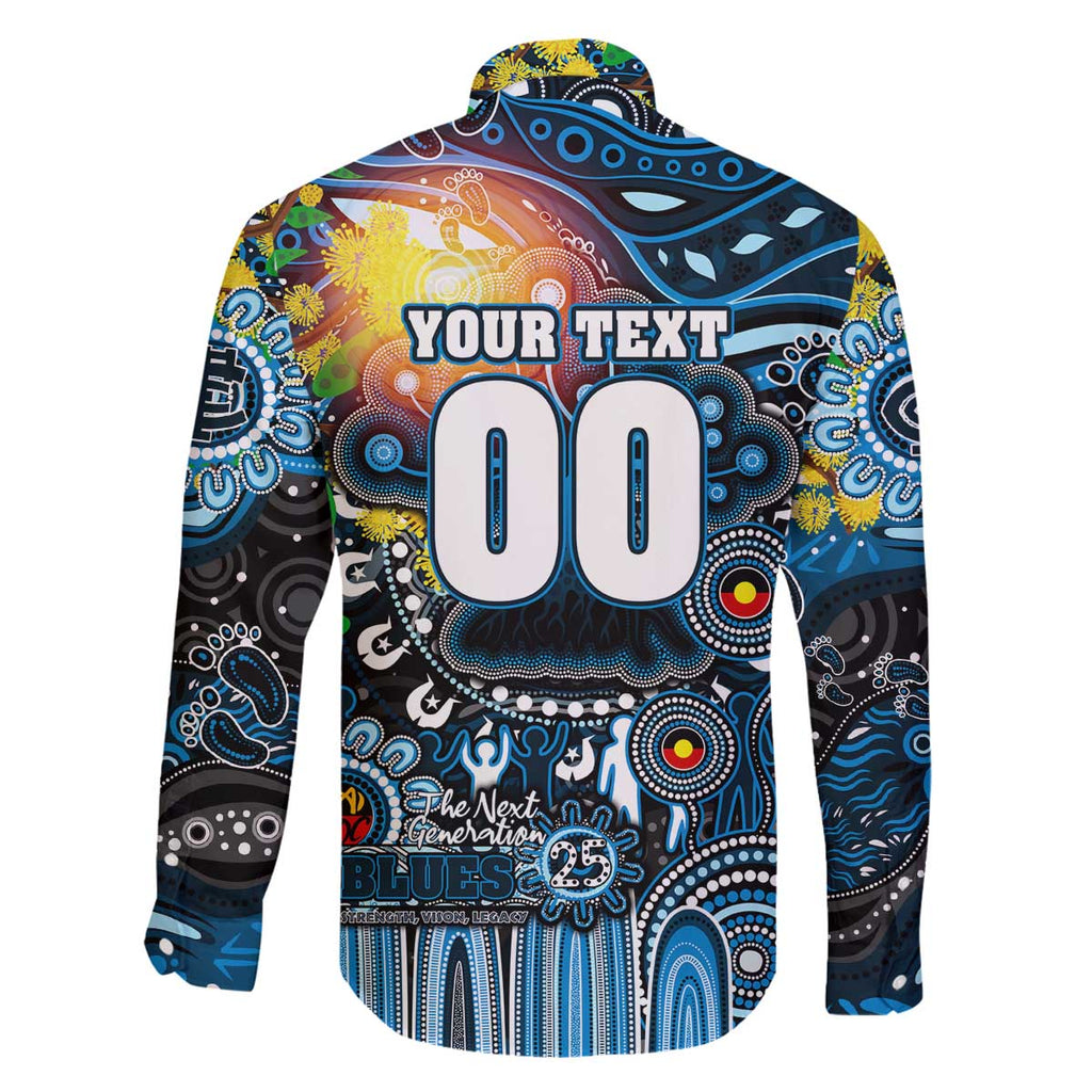 Personalised NAIDOC Week 2025 Blues Football Family Matching Off The Shoulder Long Sleeve Dress and Hawaiian Shirt Aboriginal Dot Painting