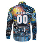 Personalised NAIDOC Week 2025 Blues Football Family Matching Off The Shoulder Long Sleeve Dress and Hawaiian Shirt Aboriginal Dot Painting